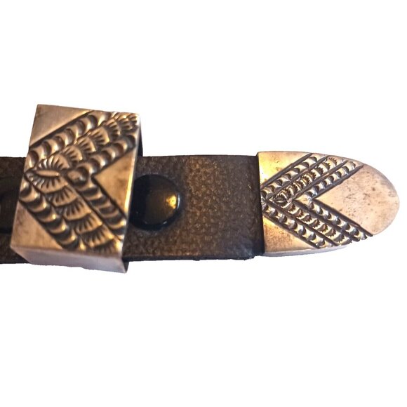 Native American Navajo Vintage 925 Ranger Belt Buckle set Signed HY (1391) - Picture 4 of 10